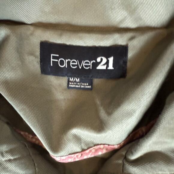 Forever 21 Jacket Women's Size Medium Anorak Utility Army Green Cinched Waist - Picture 8 of 9